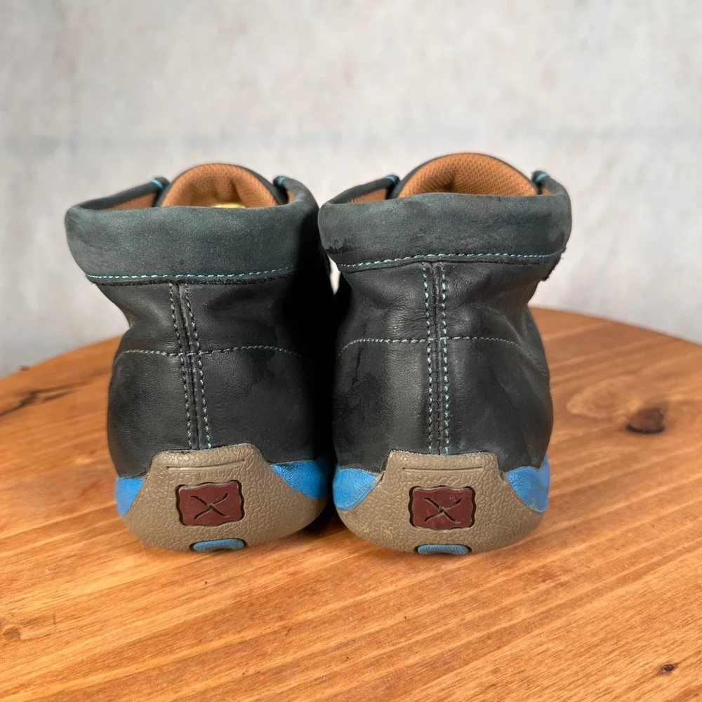 Twisted X Driving Mocs Mens 8M Black Blue Leather Chukka Boots WDM0033 Good